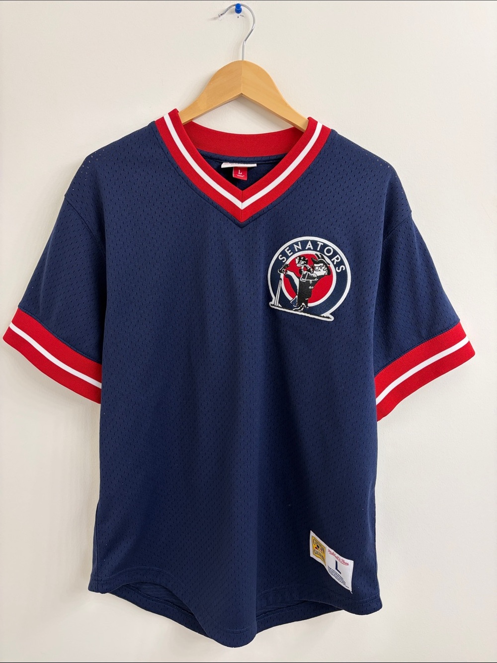 Mitchell & Ness Nationals / Senators Navy Jersey with Red and White Trim